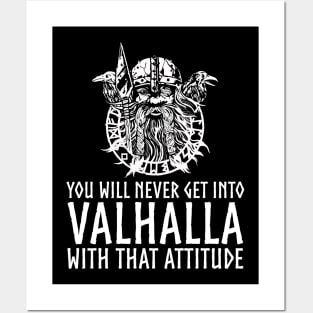 Valhalla Attitude Norse God Odin Medieval Viking Mythology Posters and Art